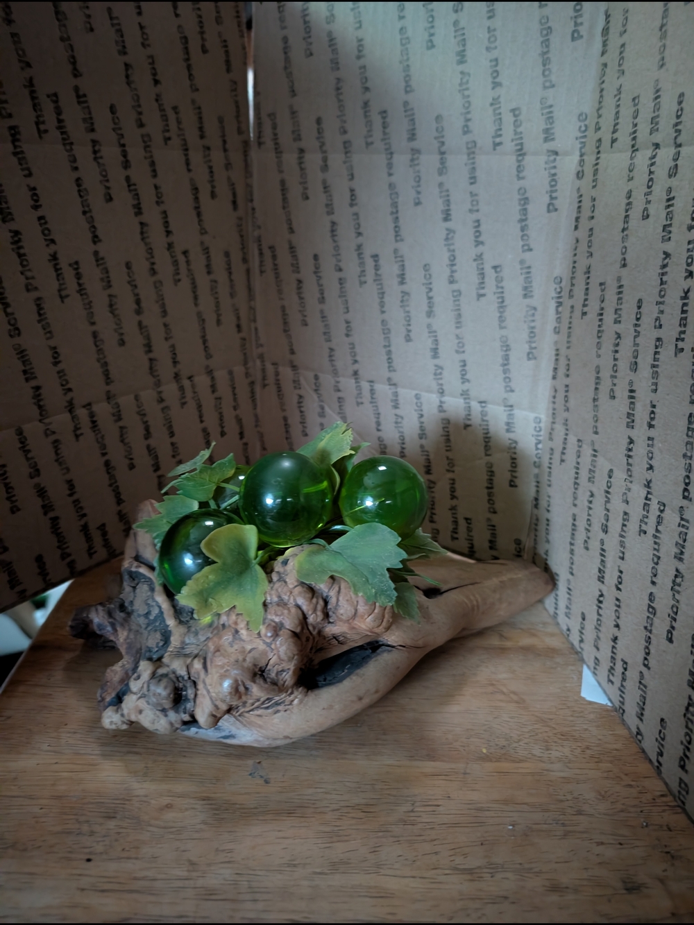 Driftwood Accent with Green Lucite Grapes